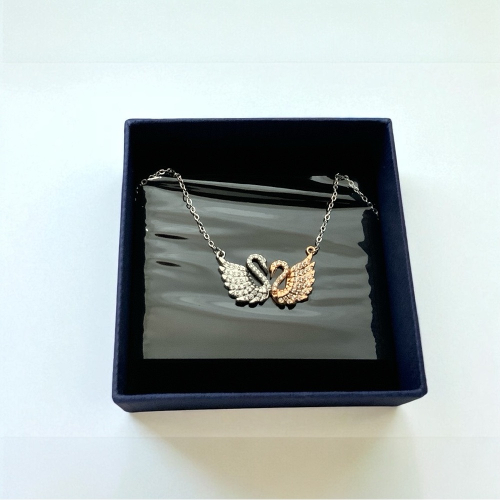 Swarovski Silver and Gold Swan Pendant Necklace